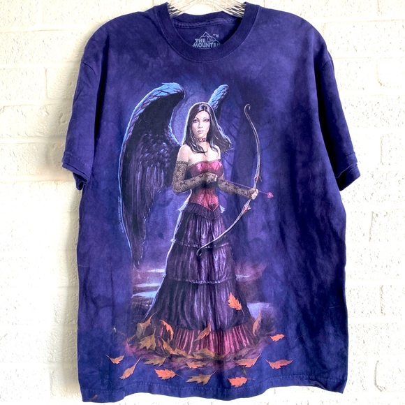 The Mountain Other - The Mountain Dark Cupid Angel Archer Fantasy T-Shirt Purple Tie Dye Medium Goth